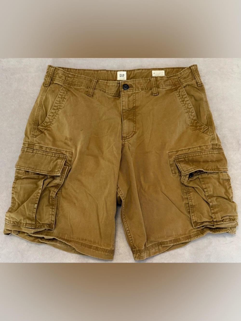 GAP Men’s Cargo Shorts Size 32 Brown Khaki 6 Pocket Casual Cotton Work Shorts